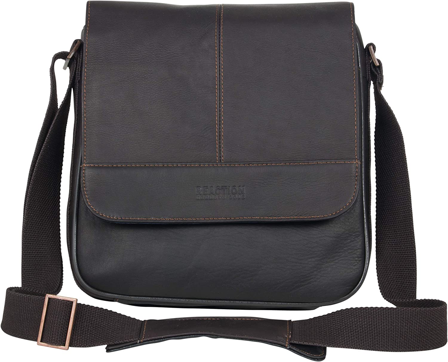 230816072336188_1 Kenneth Cole REACTION Manhattan Messenger Shoulder Satchel Bag Colombian Leather Laptop Computer & Tablet Travel Briefcase, Brown - Image 1